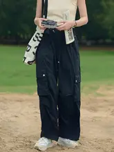夏用 レディース ワイドレッグ ポケット付き 抽绳工装パンツ【速乾・フィット】