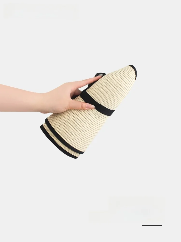夏用ファッション大ひさし日除け帽子【リボン付き・透かしデザイン・日焼け防止】