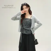 チェック柄キャミソール【秋用・女性・カジュアル・ワイドパンツ対応】（セットアップ対応）