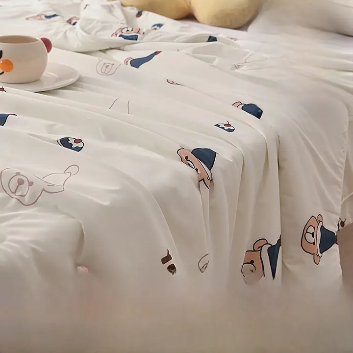 水洗可能な涼感コットン夏用掛け布団【春秋用・薄手・全棉】