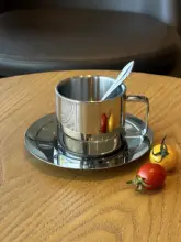 ステンレス製 コーヒーカップ【アメリカンダイナー風・午後のティータイム用・レトロデザイン】（セットアップ対応）