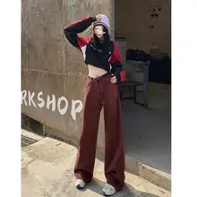 レディース 秋冬用 加厚デニムワイドパンツ【アメリカンスタイル・ストレート・ロング丈】