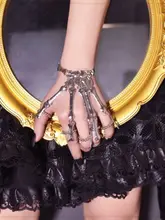 サイバーパンク ゴシック スカルデザインの手袋【女性用・手首保護・コスプレ用アクセサリー】