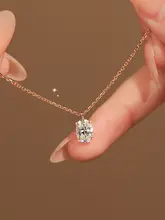 秘蓝の楕円形ダイヤモンド風デザイン シルバー製ネックレス【シンプル・ロックコフ・一粒ダイヤモンド】