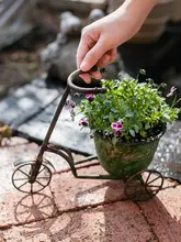 アイアン製 自転車型花瓶【レトロスタイル・多肉植物用・庭やバルコニーの装飾】