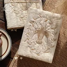 刺繍デザインの手帳【ハンドメイド・布製・日記用】