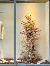 花門 撮影シーン レトロスタイル 大型フェイクフラワー 花柱 コーヒーカラー