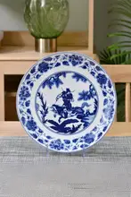 青花柄の陶器製深皿・浅皿【高温焼成・中華料理用】