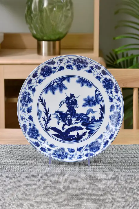 青花柄の陶器製深皿・浅皿【高温焼成・中華料理用】