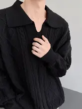 レトロ風ケーブル編みセーター【ユニセックス・フィット・ハイネック・厚手】