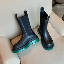 真皮製 通気性 中筒ブーツ【厚底・チェルシータイプ】