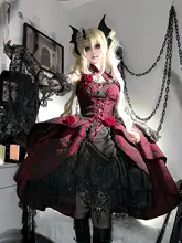 オリジナルデザイン ローズブラッドバンケット ロリータ風ドレス【ダークゴシック・日常着】