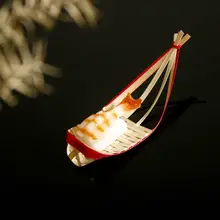 手編み赤縁小船型竹製バスケット【揚げ物・フルーツ・デザート・寿司・刺身用】