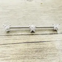 チタン鋼製ピアス【花と蜂のデザイン・ロングイヤーブリッジ・両耳対応】