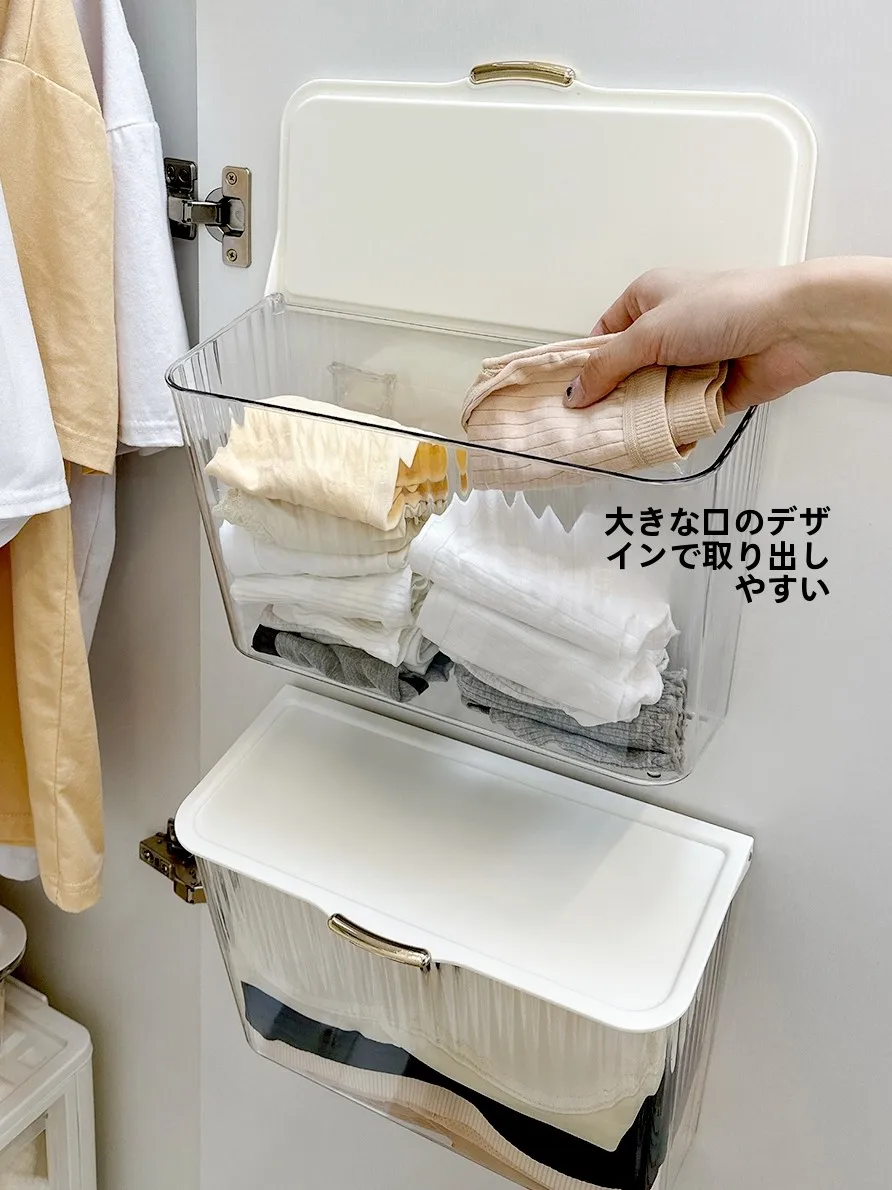 大容量防塵収納ボックス：壁掛け式で衣類のカビ防止とデッドスペース活用