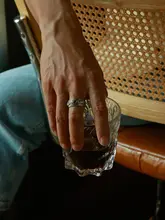 常青藤デザインのメンズリング【ハンドメイド・レトロスタイル・オープントップ】
