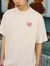 半袖Tシャツ メンズ 綿100% M字プリント ウォッシュ加工 ヘビーウェイト ルーズ カジュアル 夏 「MindError」