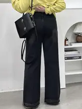 レディース 秋用 ワイドレッグ フレアデニムパンツ【ハイウエスト・ルーズフィット・カジュアル】
