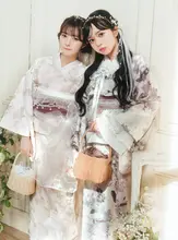 淡い花柄の二部式和服ドレス【伝統的デザイン・花火大会向け】（セットアップ対応）