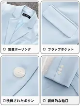 春秋向けのカジュアルブルージャケット【女性用・韓国風・高級感】