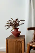 レトロレンガ色の陶器製花瓶【アートフラワー用・テーブル装飾に最適】