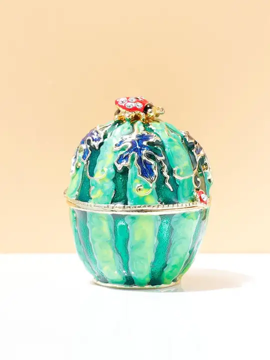 エナメル彩工芸品 スイカデザインのジュエリーボックス【ロシアの彩蛋・装飾用小物入れ】