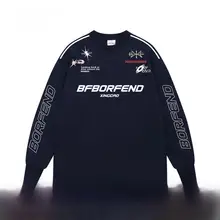 レーシングスタイル プリント長袖Tシャツ【ユニセックス・ヒップホップ・秋用】
