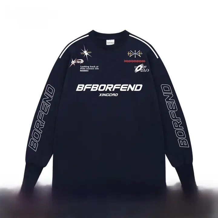 レーシングスタイル プリント長袖Tシャツ【ユニセックス・ヒップホップ・秋用】