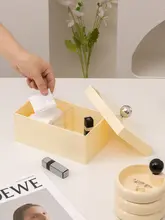 化粧品収納ボックス【コットンや小物整理用・防塵カバー付き・卓上用】