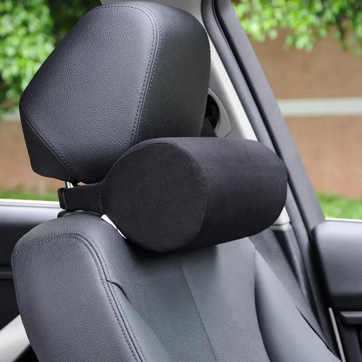車用 円柱型ネックピロー【記憶フォーム・快適なサポート】