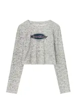 美式レトロ グレー 長袖Tシャツ【秋用・タイトフィット・ショート丈】