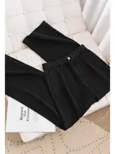 薄手フリース発熱デニムパンツ【トルコハイウエスト・ワイドレッグ・ブラックグレー】（セットアップ対応）