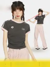 グレーのショートスリーブTシャツ【アメリカンビンテージスタイル・ウエストシェイプ】