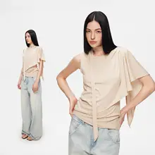 不対称デザインのラッセルウールビスチェ【夏用・スリーブレス・感】