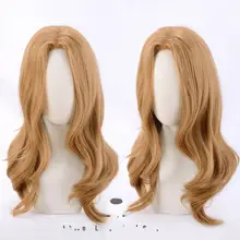 ブラウンのセンター分けウェーブコスプレウィッグ