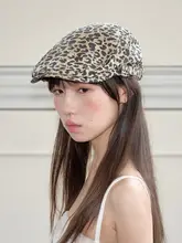 レトロなヒョウ柄ベレー帽【春夏用・トレンド・ユニークデザイン】（セットアップ対応）