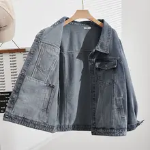 秋季用 レディース ビンテージ風デニムジャケット【長袖・ルーズフィット・カジュアル】