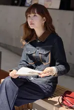 秋のヴィンテージ感漂うデニムジャケット【春用・ルーズフィット・長袖・パッチワークデザイン】