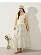 鮮やかなフラワープリントの大きいサイズ半身スカート【可愛いデザイン・柔らかい素材】