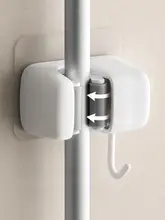 Lazy Corner 角にぴったりフィット！穴あけ不要の壁掛けモップフック【バスルーム収納用】