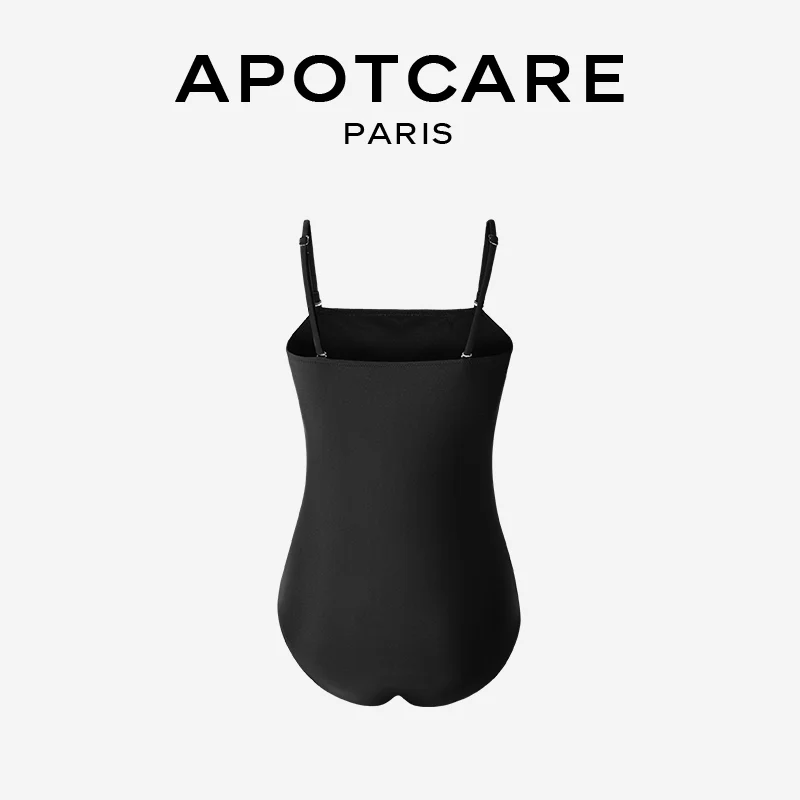 APOTCARE 洗練されたデザイン！パールボタン付きチューブトップワンピース水着【体型カバー・極上の柔らかさ】