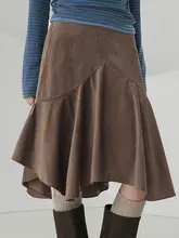 不規則なフリルデザインのベル底プリーツスカート【極上の柔らかさ・女性用・フレキシブルスタイル】