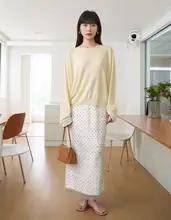 FINOCCI ダイヤモンド刺繍入りダブルレイヤー サテン半裙【厚手・高密度・上品デザイン】