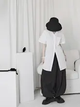 高腰の黒いランタンパンツ【スリムデザイン・カジュアル・ワイドレッグ】（セットアップ対応）