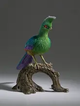 銅製装飾品 百鳥集 白梢冠蕉鹃【インテリアデスクトップ飾り】