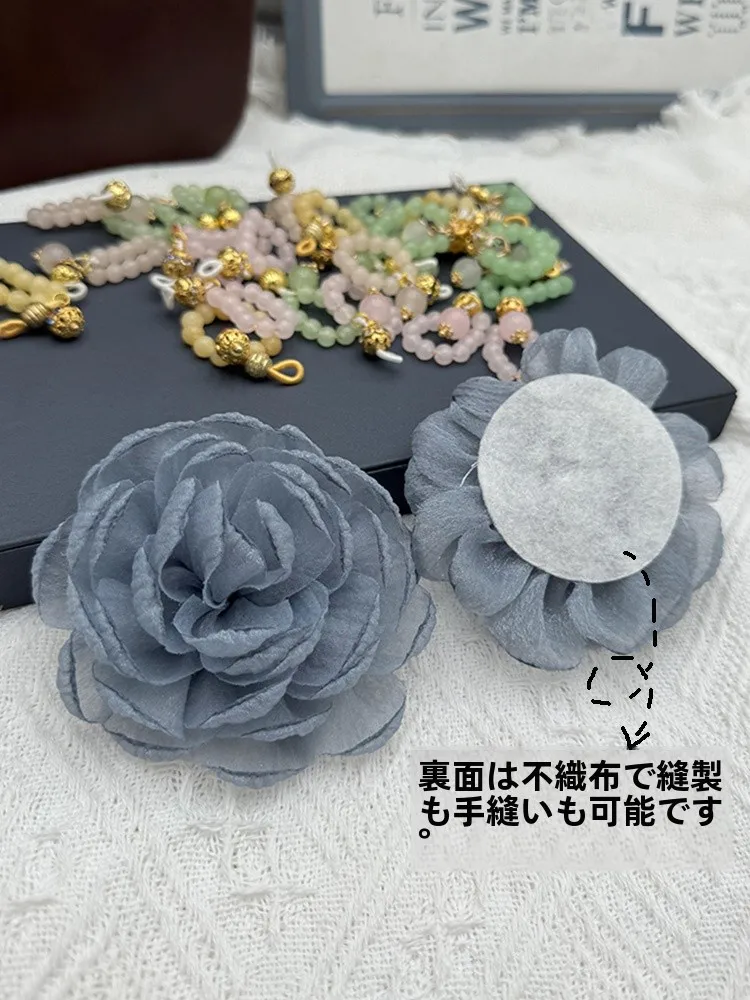 手作りヘッドドレス生花の装飾用花飾り：9cmサイズのドレス・スカートエッジに最適な糸フラワーローストエッジ