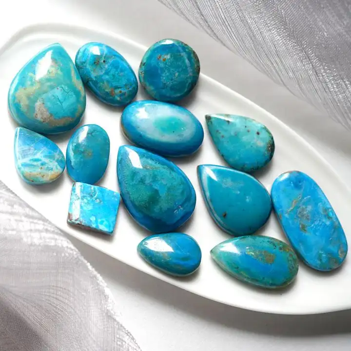 ペルー産天然青色オパール裸石ペンダント【水滴型・美しいデザイン】