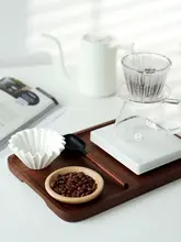 TIMEMORE 一体成型のブラックウォールナット製コーヒートレー【お茶やデザート用・カップ、フルーツ用】（セットアップ対応）