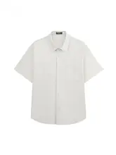 デニムノーカラー半袖シャツ【男性用・夏用・カジュアル】