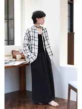 感漂うチェック柄リネンシャツ【ロングスリーブ・ウエストリボン付き】